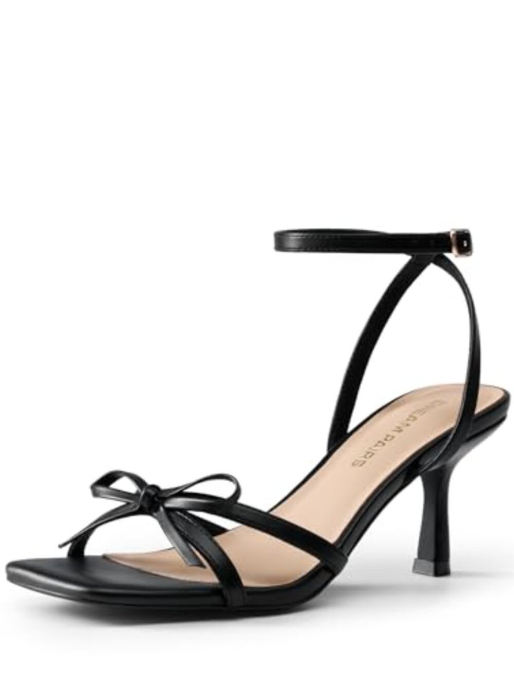 Women Kitten High Heels Strappy Bow Sandals Square Toe Dress